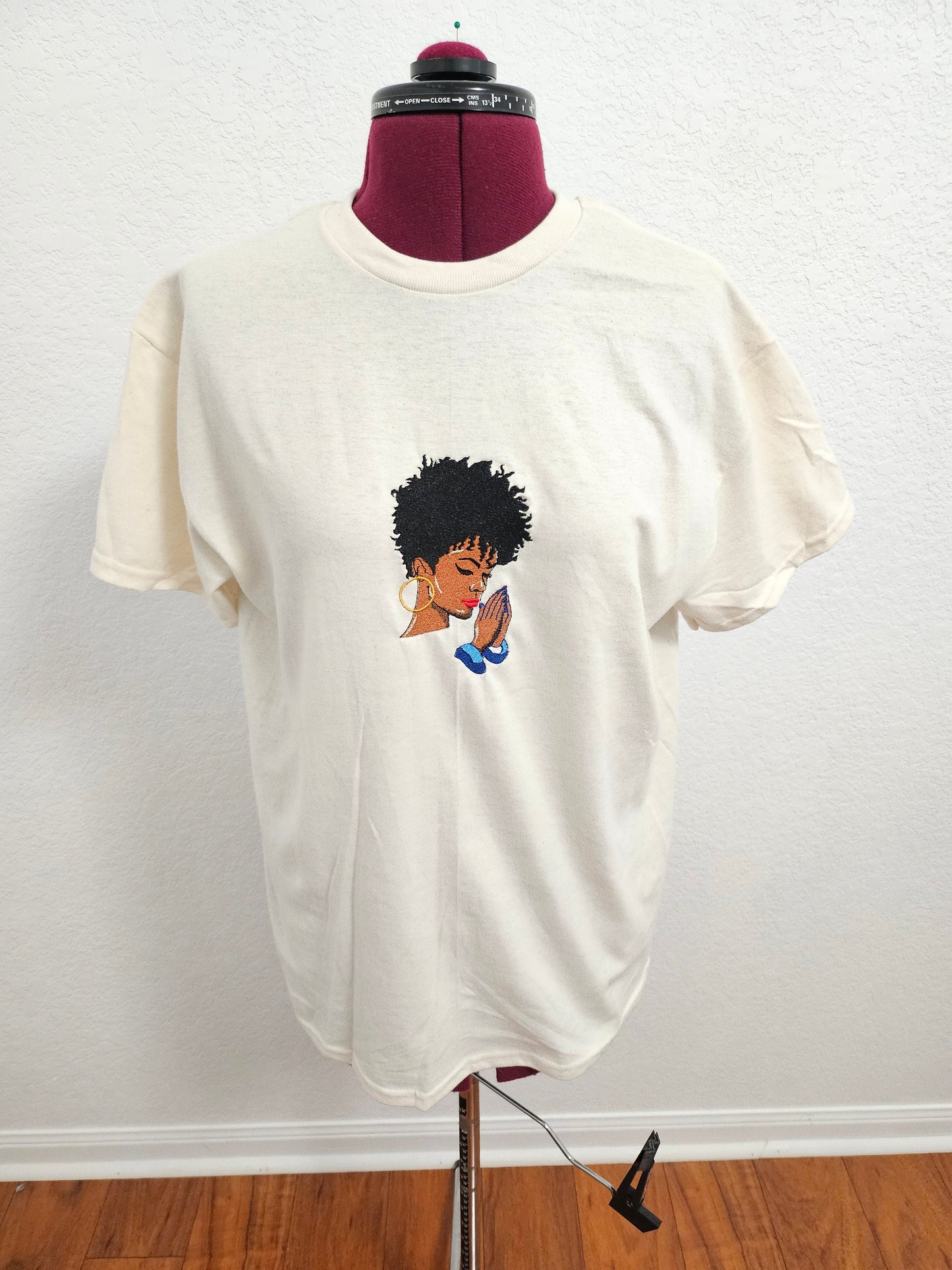 Embroidered "Praying Woman" Tee-shirt